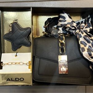 NWT Aldo Black Crossbody Bag with Gold Details